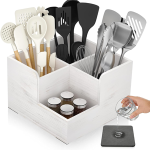 Support d'ustensiles de cuisine d'angle en bois d'acacia vietnamien pour comptoir de cuisine, prix d'usine - Product Image 3