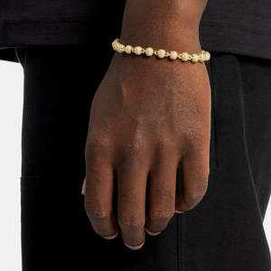 925 Sterling Silver 18K Gold Iced Ball Tennis <b>Bracelet</b> Micro Pave Round <b>Bead</b> <b>Bracelet</b> Luxury Adjustable <b>Bracelet</b> for <b>Men</b> WomeN - Product Image 2