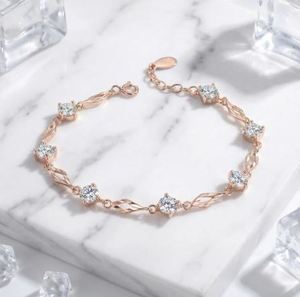 Pulsera Redonda de Moissanita, Plata de Ley S925, Bañada en Rodio, Elegante Pulsera Tennis, Joyería Minimalista Brillante, Regalo para Ella - Product Image 3