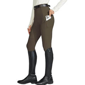 <b>Women</b>’s Premium High Waist Equestrian Riding Breeches Stretch Leggings with Knee Grip Silicone Patch and Secure Phone Pocket - Product Image 6