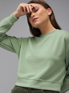 Sudadera de Cuello Redondo para Mujer, Color Sólido, Manga Larga, Informal, Transpirable, Tejida en Algodón, Estilo Otoñal - Product Image 4