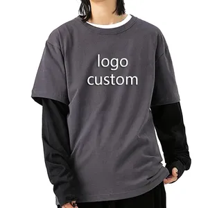 Camiseta de Manga Corta para Hombre, Oversize, Gris, Poliéster, Cuello Redondo, Estilo Casual Urbano, Tejido Jersey, Antiarrugas, Logotipo Grabado en Relieve en la Parte Delantera, Personalizable - Product Image 1