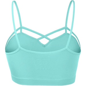 Women Seamless Wire Free Bralette <b>Strappy</b> Criss-Cross Back Solid Color Sporty All Seasons Knitted Spandex Nylon <b>Top</b> - Product Image 3