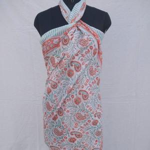 Pareo Sarong Floral de Algodón Reversible con Estampado a Mano, Ecológico, Hermoso y Sexy para la Playa, Venta al por Mayor - Product Image 2