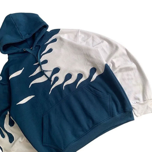 Sudadera con Capucha Oversize para Hombre al por Mayor, Estampado de Llamas con Bloques de Color, Manga Raglán, Ropa Casual de Otoño, 100% Algodón FRENCH TERRY - Product Image 5