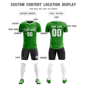 Uniformes de Fútbol Personalizados al Por Mayor de Secado Rápido en Verde, Negro y Blanco, Conjunto Completo de Camiseta y Uniforme a Precio Económico, Servicio OEM - Product Image 2