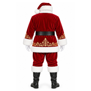 Custom Santa Claus Costume Wholesale Premium Velvet Santa Suit Faux <b>Fur</b> Trim Gold Embroidery Unisex Low MOQ OEM/ODM Costumes - Product Image 3