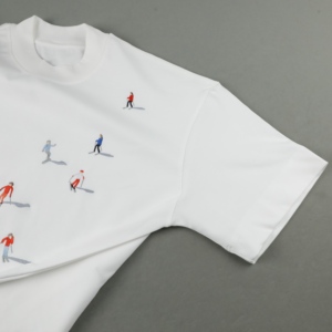 O-Neck Short Sleeve Cotton <b>T</b>-<b>Shirt</b> With <b>Skiing</b> Character Print Men's Casual Regular Fit Knitted Breathable White Top - Product Image 5