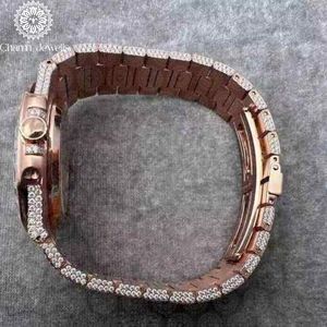 Charm_Jewells Luxury Stainless Steel Analog Quartz <b>Watch</b> Round Dial 42mm Diamond Encrusted Luminous Unisex - Product Image 3