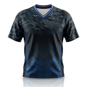 Chemises à double col en V personnalisées, vêtements d'entraînement par sublimation, chemise à manches courtes unisexe, 100% polyester, chemises à double col en V par sublimation - Product Image 5