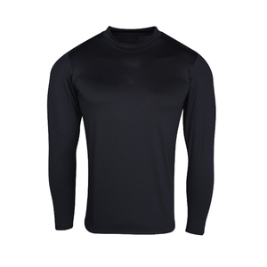 <b>Men's</b> Black Long Sleeve Crew Neck Compression Shirt Quick Dry Polyester Athletic Top Regular Fit All Seasons <b>Pullover</b> - Product Image 4