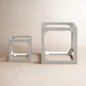 Modern Stainless Steel <b>Cube</b> Sculpture Silver Plated Home Decor Art Piece Casting Technique - Product Image 2