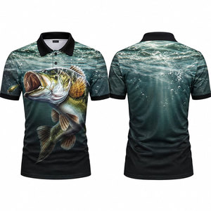Custom Waterproof Breathable UPF 50 Fishing Polo <b>Shirts</b> Sublimation Printed Short Sleeve <b>Men</b> 100% Polyester Unisex - Product Image 1