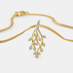 Collar con Colgante de Hoja de Oro Amarillo y Diamante Cultivado en Laboratorio - Product Image 5