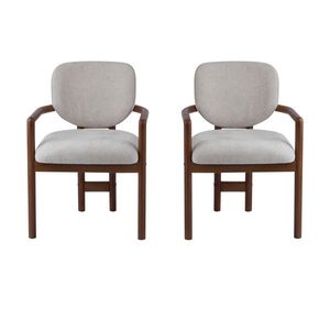 Ensemble de 2 chaises de salle à manger rembourrées beige, capacité de charge de 300 lb, sièges d'appoint en bois d'hévéa avec revêtement en tissu - Product Image 1