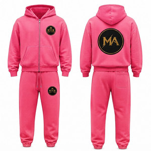 Ensemble de survêtement jaune à capuche 100% coton avec fermeture éclair intégrale, poche avant et patch brodé appliqué 480 g/m² - Product Image 5