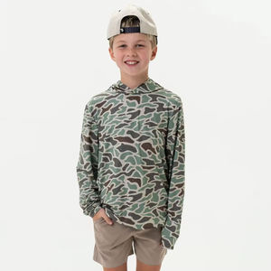 Chemise de pêche à manches longues pour garçons, à capuche, UPF 50, respirante, séchage rapide, unie, blanche, bleu marine, en polyester, pull-over - Product Image 2