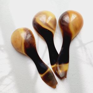 Eco-Friendly Classic Short Handle Small Buffalo Horn <b>Spoon</b> Tableware Set Serving <b>Measuring</b> Food Tea Ice Cream Honey Parties - Product Image 2