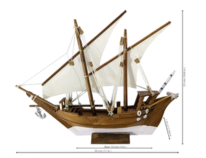 Modèle de bateau à voile en bois fait main, figurine décorative nautique, ornement de bateau pour la maison, le bureau ou la décoration côtière - Product Image 3