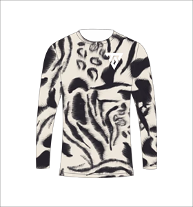 Camiseta de manga larga para hombre, personalizada, sublimada, con estampado animal negro y crema, para caza, pesca, deportes atléticos y entrenamiento. - Product Image 3