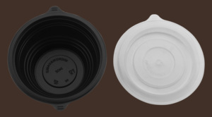 Tazón de Plástico Negro Biodegradable, Libre de BPA, Desechable y Reutilizable, con Tapa Transparente Ventilada, Apto para Microondas, para Pizza, Picnic y Comida para Llevar - Product Image 3