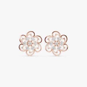 Pendientes de Flor con Diamantes Cultivados en Laboratorio de 0.49CT en Oro Amarillo de 9K, Corte Redondo, Diseño Floral, Joyería Fina Personalizada OEM, Venta al Por Mayor - Product Image 5