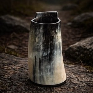 Custom Engraving Natural Viking Drinking Horn Mug 30cm Mead Beer Religious Style Handmade Durable High New Year Christmas - Product Image 1