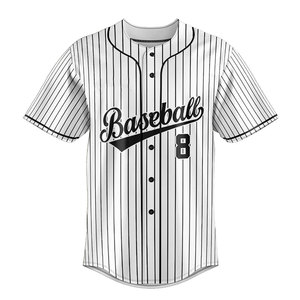 Maillot de baseball unisexe de qualité supérieure, personnalisé, noir à rayures, vêtements de sport par sublimation, tenue d'équipe, maillot de baseball boutonné pour adulte - Product Image 1