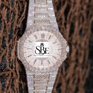 Reloj de Moissanita con Diamantes, Relojes de Lujo Totalmente Automáticos, Reloj de Moissanita con Diamantes VVV para Hombre - Product Image 1