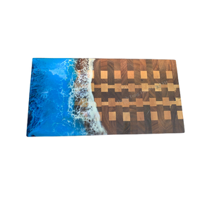 Planche à découper moderne en bois avec design océanique en résine bleue, finition miroir haute brillance, durable, décoration de cuisine - Product Image 6