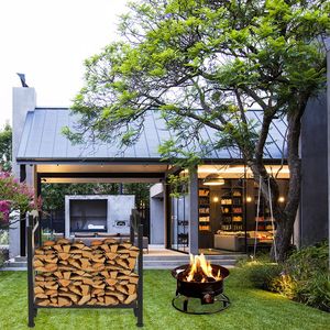 Heavy-Duty Wrought Iron <b>Log</b> Rack Firewood Storage <b>Holder</b> Christmas Pattern Fireside <b>Log</b> Carrier for <b>Fireplace</b> Stove Accessories - Product Image 4