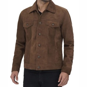 Brown Leather <b>Trucker</b> <b>Jacket</b> for Men - Product Image 2