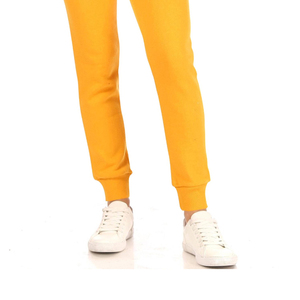 Solid Yellow Knitted Cotton Drawstring Casual <b>Pants</b> Trousers Women's <b>Pant</b> Trouser Regular Fit Elastic Waist Breathable Custom - Product Image 2