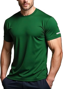 T-shirt de sport pour homme 100% polyester, logo uni sur le devant, manches courtes, léger, respirant, vêtements de sport athlétiques - Product Image 2