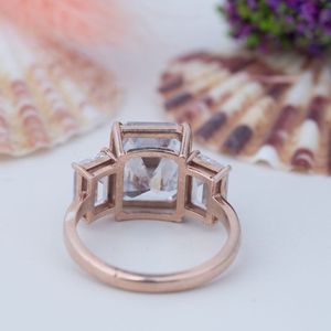 High Quality <b>925</b> Sterling <b>Silver</b> Gold Plated Moissanite Cluster <b>Rings</b> Bezel Setting Faceted Cut Classic Engagement Gift - Product Image 4