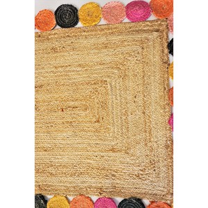 Handcrafted Bohemian Jute Area Rug Rectangle Flat Weave Solid Color Living Room Decor Spot Clean Thin Pile - Product Image 3