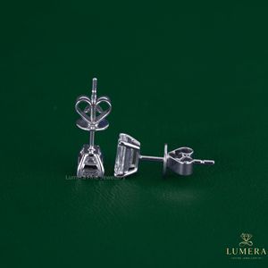 Emerald Cut Lab Grown Diamond Stud Modern Earrings 4 Prong Solitaire Gold Earrings Fine Jewelry for Bridal Collections Women - Product Image 3