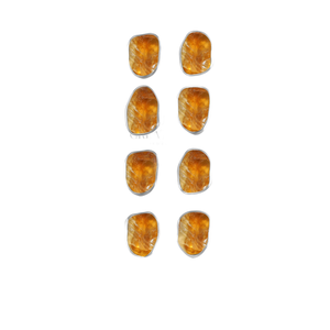 Pendientes de tuerca con cierre de mariposa rugosa de citrino Natural de Plata de Ley 925, ajuste de bisel de estilo clásico, paquete de 4 pares - Product Image 1