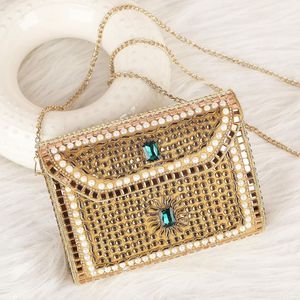 Bolso de mano de lujo con adornos metálicos Kundan y perlas, para novias, eventos, bodas, fiestas, personalizado, vintage, ecológico - Product Image 4