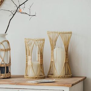 Rustic Handmade Bamboo <b>Candle</b> Jars Lanterns Handicraft Rattan Weaving for Home Decor & <b>Garden</b> Other <b>Candle</b> <b>Holders</b> Decorative - Product Image 3