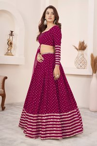 Ensemble Lehenga Choli pour femmes en georgette, dentelle et sequins, longueur au sol, tenue de mariage ethnique - Product Image 2