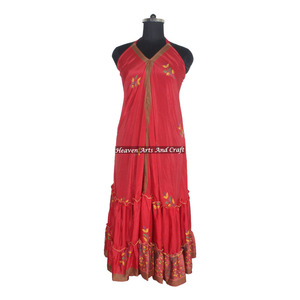Nuevo Vestido Bohemio de Seda Sari para Mujer, Estilo Indio Vintage, Vestido Largo de Seda Sari, Elegante Vestido de Noche sin Mangas para Mujer - Product Image 1
