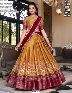 Conjunto de Lehenga Choli Noor Royale Kanchipuram, largo hasta el suelo, listo para bodas - Product Image 2