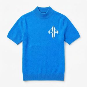 เสื้อสเวตเตอร์ถักแขนสั้นสีน้ำเงินกรมท่า แต่งโลโก้สีขาวด้านหน้า ผลิตจากอะคริลิก/ผ้าฝ้ายคุณภาพสูง สำหรับผู้ชาย โดย RIVIAN ATLANTIC - Product Image 2