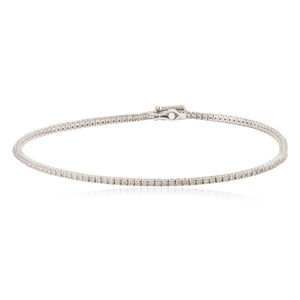 Simple Elegant Design Natural Diamond Box Lock Sleek Tennis Bracelet For Everyday Wear Sparkle Jewelry 14K White <b>Gold</b> - Product Image 1