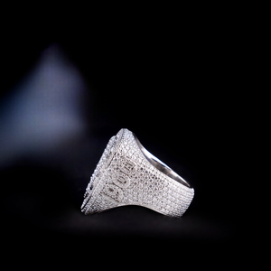 Bague en argent avec lettre en diamant Moissanite VVS, style Hip-Hop Iced Out, initiales en grappe, luxe, pour homme, personnalisable avec nom - Product Image 5