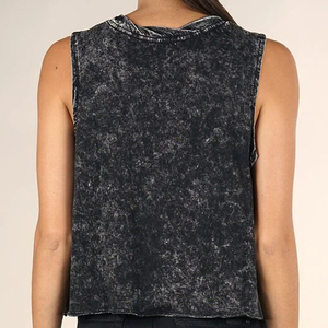 Women's <b>Black</b> Sleeveless <b>Knitted</b> <b>Tank</b> <b>Top</b> Solid Color Collarless Casual Wear Breathable Short Length - Product Image 5