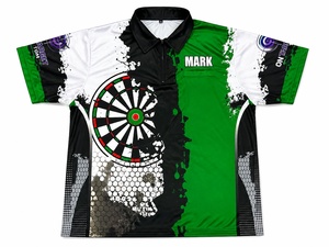 Polo personnalisé pour homme, noir et blanc, imprimé géométrique, séchage rapide, manches courtes, design sportif, nom et logo personnalisés - Product Image 2