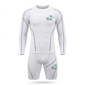 men's pickleball sweatshirt and shorts compression <b>set</b> sun upf protection four way stretch quick dry breathable custom courtwear - Product Image 6