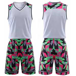 Conjunto de Uniforme de Baloncesto de Manga Corta de Alta Calidad, Camisetas y Pantalones Cortos Reversibles, Transpirables y Cómodos, con Técnicas de Impresión - Product Image 1